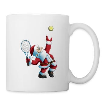Santa Claus Tennis Game Tennis Racket Xmas - Mug - white - Right