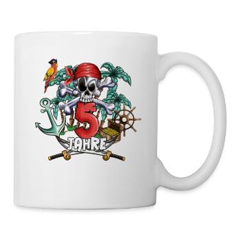 Piraten Kinderkostüm spielen zum 5. Geburtstag - Tasse - Weiß - Rechts