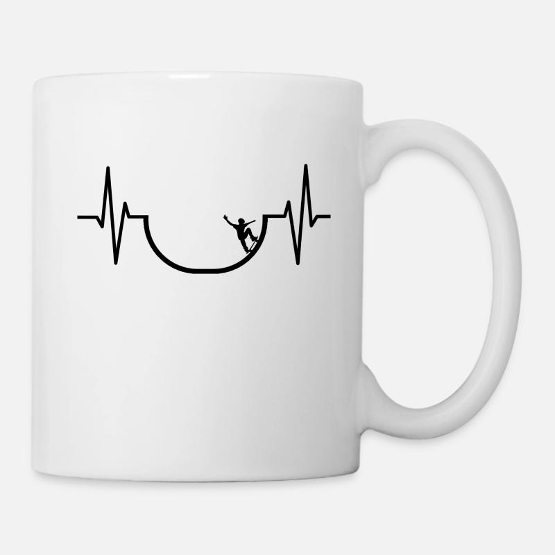 Skateboard Halfpipe Skateboarder - Mug - white