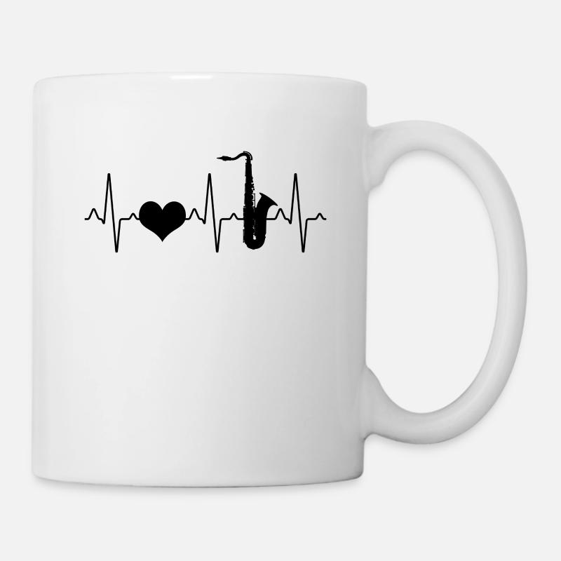 Saxophon Herzschlag - Tasse - Weiß