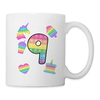 9. Geburtstag Pop 9 Jahr Party Für Mädchen pop it - Tasse - Weiß - Rechts