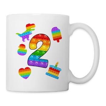 2. Geburtstag Pop 2 Jahr Party Für Jungen pop it - Tasse - Weiß - Rechts