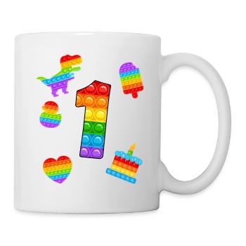 1. Geburtstag Pop 1 Jahr Party Für Jungen pop it - Tasse - Weiß - Rechts