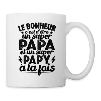 Le Bonheur D'être Un Super Papa Et Un Super Papy - Mug blanc - blanc - Droite