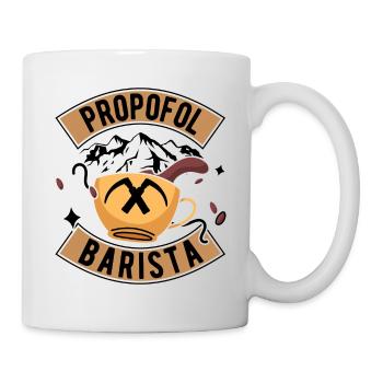 Propofol Barista - Laryngoskop Narkose Anästhesie - Tasse - Weiß - Rechts