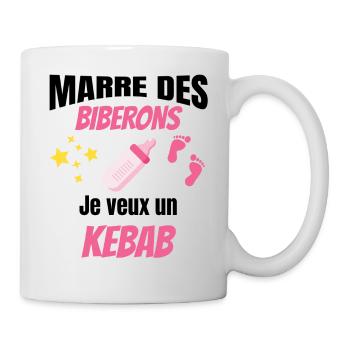 marre des biberons, je veux un kebab. Bébé - Mug blanc - blanc - Droite