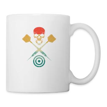 Darts Schädel Lustige gekreuzte Dart Bullseye - Tasse - Weiß - Rechts