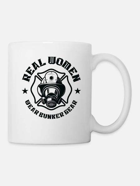 Feuerwehrmann Bunker Ausrüstung Feuerwehrfrau - Tasse - Weiß