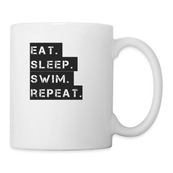 Schwimmen - eat. sleep. swim. repeat. - Tasse - Weiß - Rechts