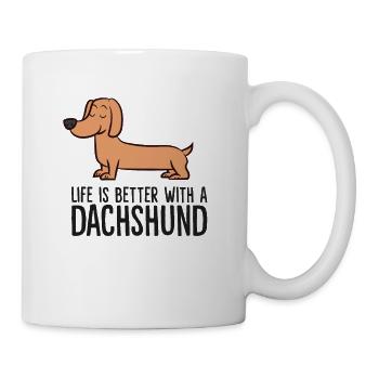 Wiener Hund Das Leben ist besser mit einem Dackel - Tasse - Weiß - Rechts