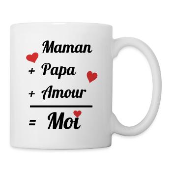 maman+papa+amour = moi idée cadeau bébé enfant - Mug blanc - blanc - Droite