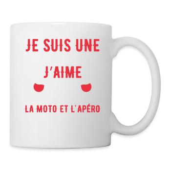 Femme Simple Qui Aime La Moto Et L'apéro - Mug blanc - blanc - Droite