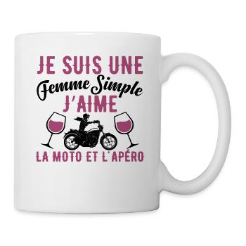 Femme Simple Qui Aime La Moto Et L'apéro - Mug blanc - blanc - Droite