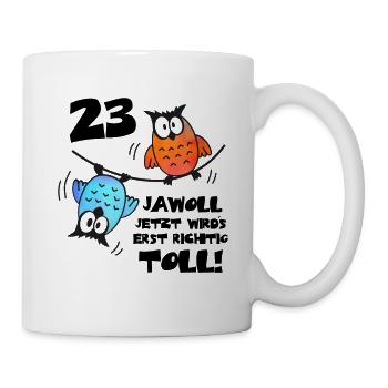 Eulen Frauen Männer 23. Geburtstag 23 Jahre - Tasse - Weiß - Rechts
