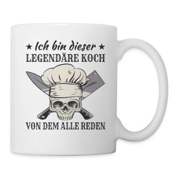 Lustige Koch Sprüche Kochen Kochmütze Totenkopf - Tasse - Weiß - Rechts