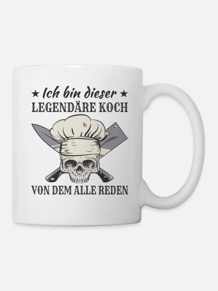 Lustige Koch Sprüche Kochen Kochmütze Totenkopf - Tasse - Weiß