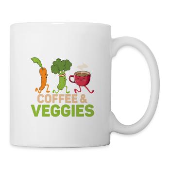 Je cours sur le café et les légumes Veggie Drôle de véganisme - Mug blanc - blanc - Droite