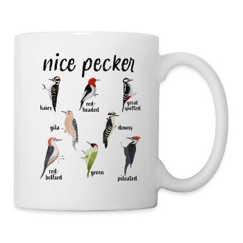 "Nice Pecker" Funny Woodpecker bird watching - Mug - white - Right