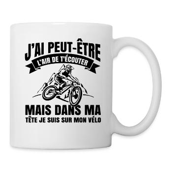 Cyclisme Dans Ma Tête Je suis sur Mon Vélo Humour - Mug blanc - blanc - Droite