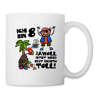 Piraten Geburtstag Junge Ich Bin 8 Jahre - Tasse - Weiß - Rechts
