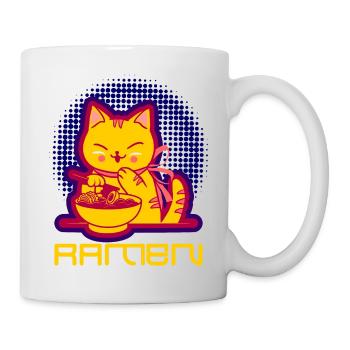 Funny Katze Ramen Nudeln Kawaii Manga Design - Tasse - Weiß - Rechts