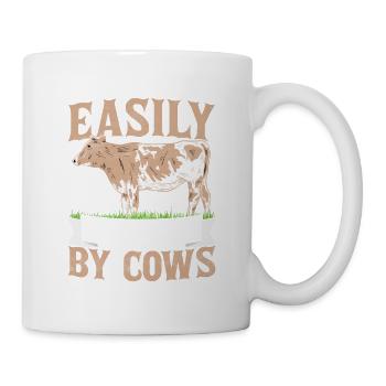 Easily Distracted By Cows Cattle Farmer Farm Anima - Mug - white - Right