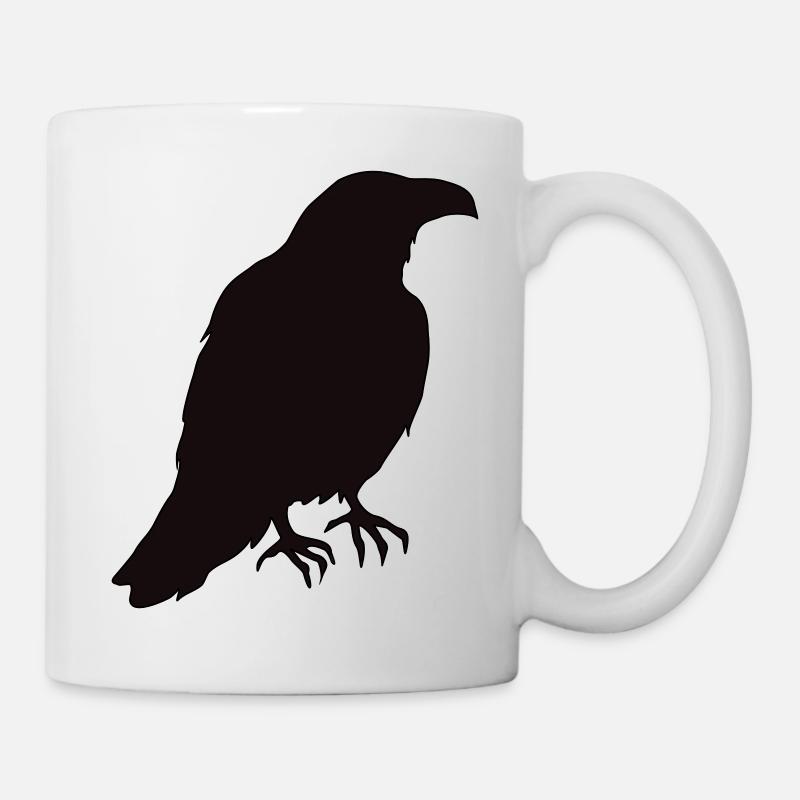 Un corbeau est assis dans le profil - Mug blanc - blanc