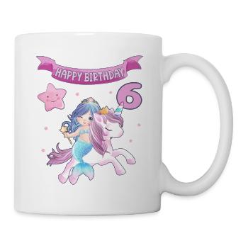 6th Birthday - Mermaid with Unicorn Girl - Mug - white - Right