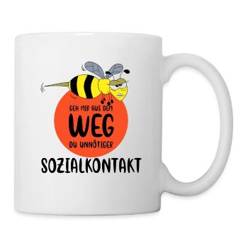 Unnötiger Sozialkontakt Bienen Sprüche Shirt - Tasse - Weiß - Rechts