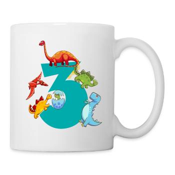 Dinosaurier 3 Jahre Alt 3. Geburtstag Party - Tasse - Weiß - Rechts