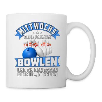 MITTWOCHS GEHE ICH ZUM BOWLEN - Tasse - Weiß - Rechts