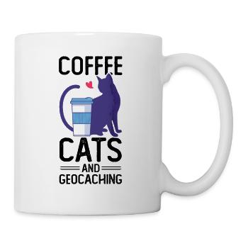 Coffee Cats And Geocaching Cache Hunting Hiking - Mug - white - Right