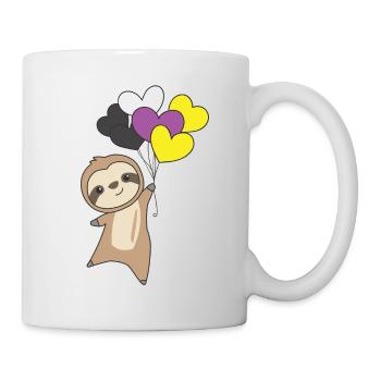 Nonbinary Flag Gay Pride LGBTQ Herzen Faultier - Tasse - Weiß - Rechts