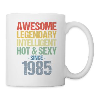 Geboren 1985 Jahrgang 1985 Geburtstag - Tasse - Weiß - Rechts