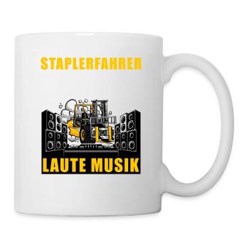 Antrieb Koffein Laute Musik Gabelstaplerfahrer - Tasse - Weiß - Rechts