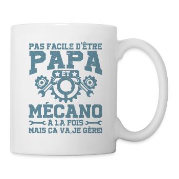 Papa Et Mécano À La Fois Mais Ça Va Je Gère - Mug blanc - blanc - Droite