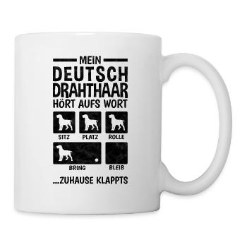 Deutsch Drahthaar Zuhause klappts - Tasse - Weiß - Rechts