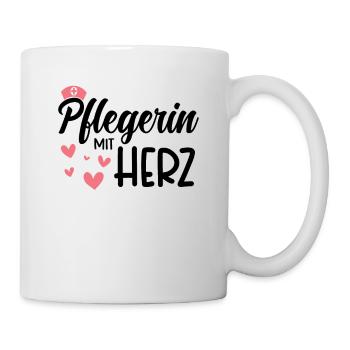 Pflegerin Altenpflegerin Pflege mit Herz - Tasse - Weiß - Rechts