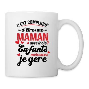 C'est compliqué d'être une Maman avec 3 Enfants - Mug blanc - blanc - Droite