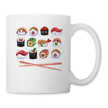 Japanese Sushi Kawaii Aisa Cuisine Rice Fish - Mug - white - Right