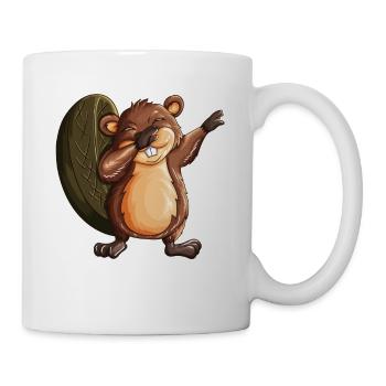 Biber Tanz Tänzer Biber macht Dabbing Kostüm - Tasse - Weiß - Rechts