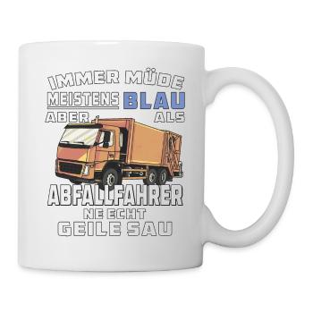 IMMER MÜDE MEISTENS BLAU ABFALLFAHRER - Tasse - Weiß - Rechts
