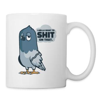 Taube Pooping Comics Vogel Fan Wildlife - Tasse - Weiß - Rechts