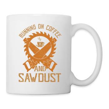 Courir sur du café et de la sciure de bois Menuisier Carpente - Mug blanc - blanc - Droite