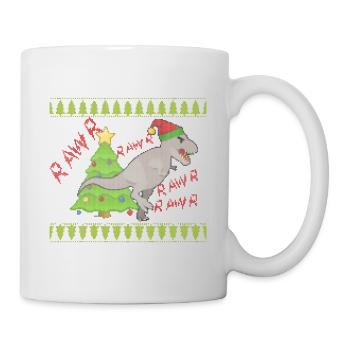 Funny Tree Rex Ugly Christmas Sweater Lights Trex - Tasse - Weiß - Rechts