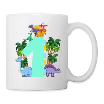 Dinosaurier 1 Jahre Alt 1. Geburtstag Party - Tasse - Weiß - Rechts