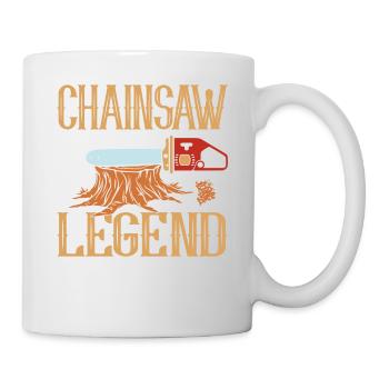 Tronçonneuse Légende Arboriculteur Menuisier - Mug blanc - blanc - Droite