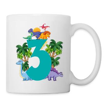 Dinosaurier 3 Jahre Alt 3. Geburtstag Party - Tasse - Weiß - Rechts