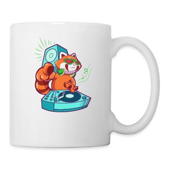 Cartoon Roter Panda DJ am Turntable - Tasse - Weiß - Rechts