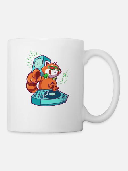 Cartoon Roter Panda DJ am Turntable - Tasse - Weiß